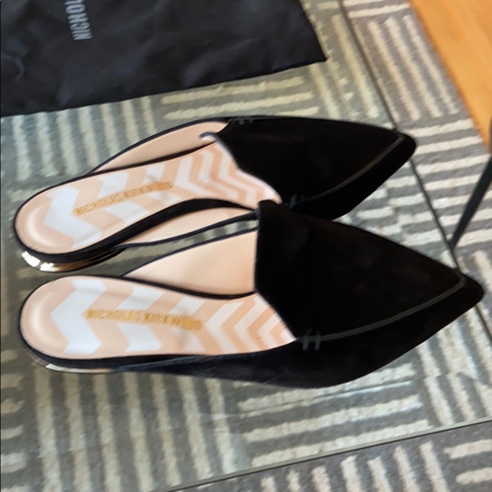 Nicholas Kirkwood black suede mules